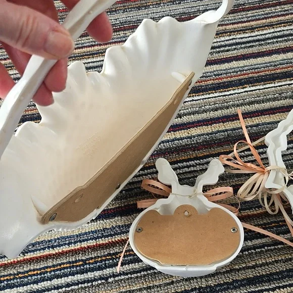 Vintage Wall Decor White Hobnail SET 5 Matching Burwood Baskets Mirror Butterfly - Picture 15 of 17